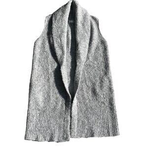 Lou & Grey Women S Gray Boucle Knit Wool Alpaca Open Front Longline Sweater Vest